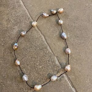 Pearl and leather necklace
